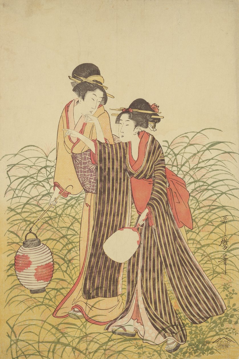 Två damer, Edo-perioden (1603-1868) (färgat träsnitt) av Toshusai Sharaku