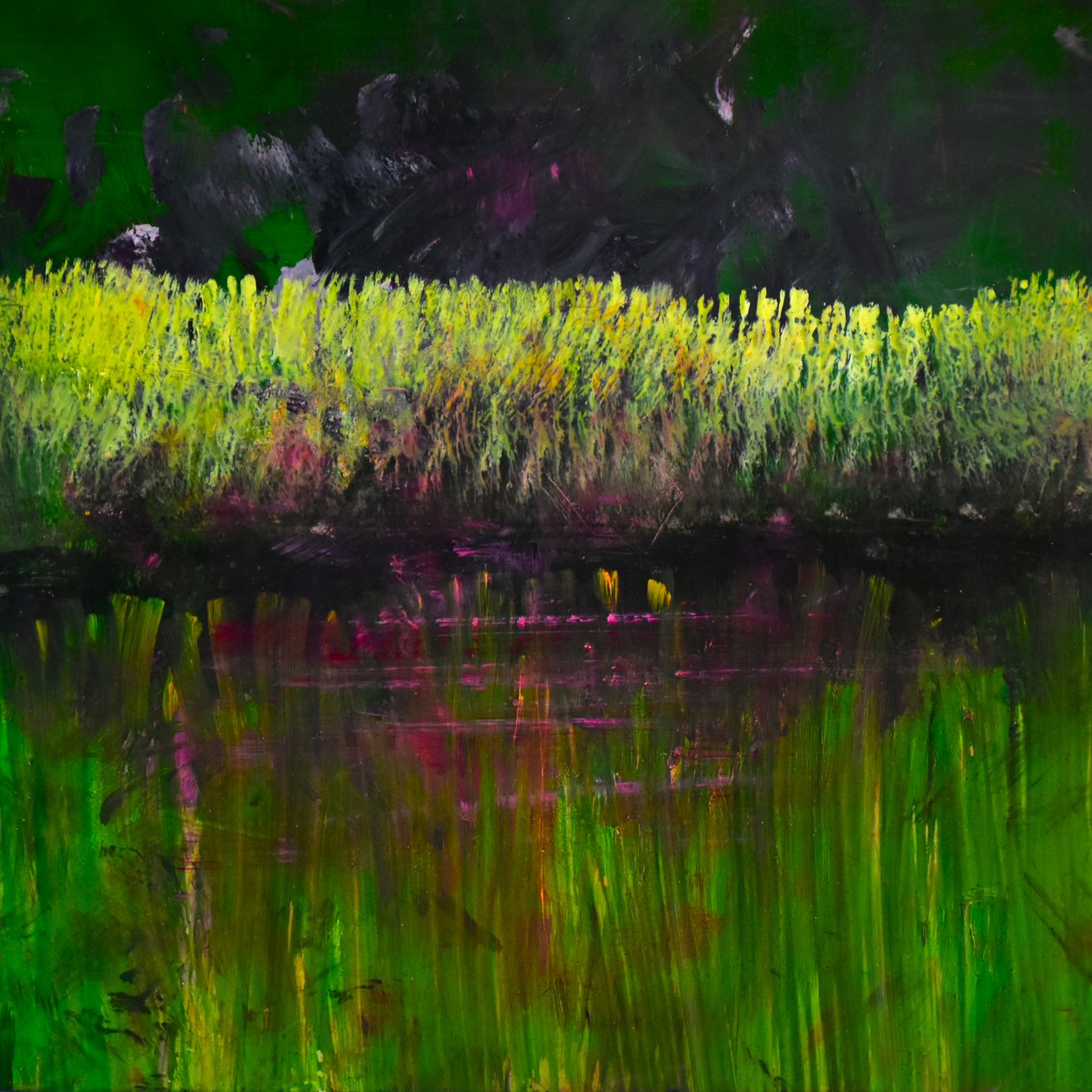 Marsh - Nocturne, 2017 (olja på pannå) av Tracy Lambros