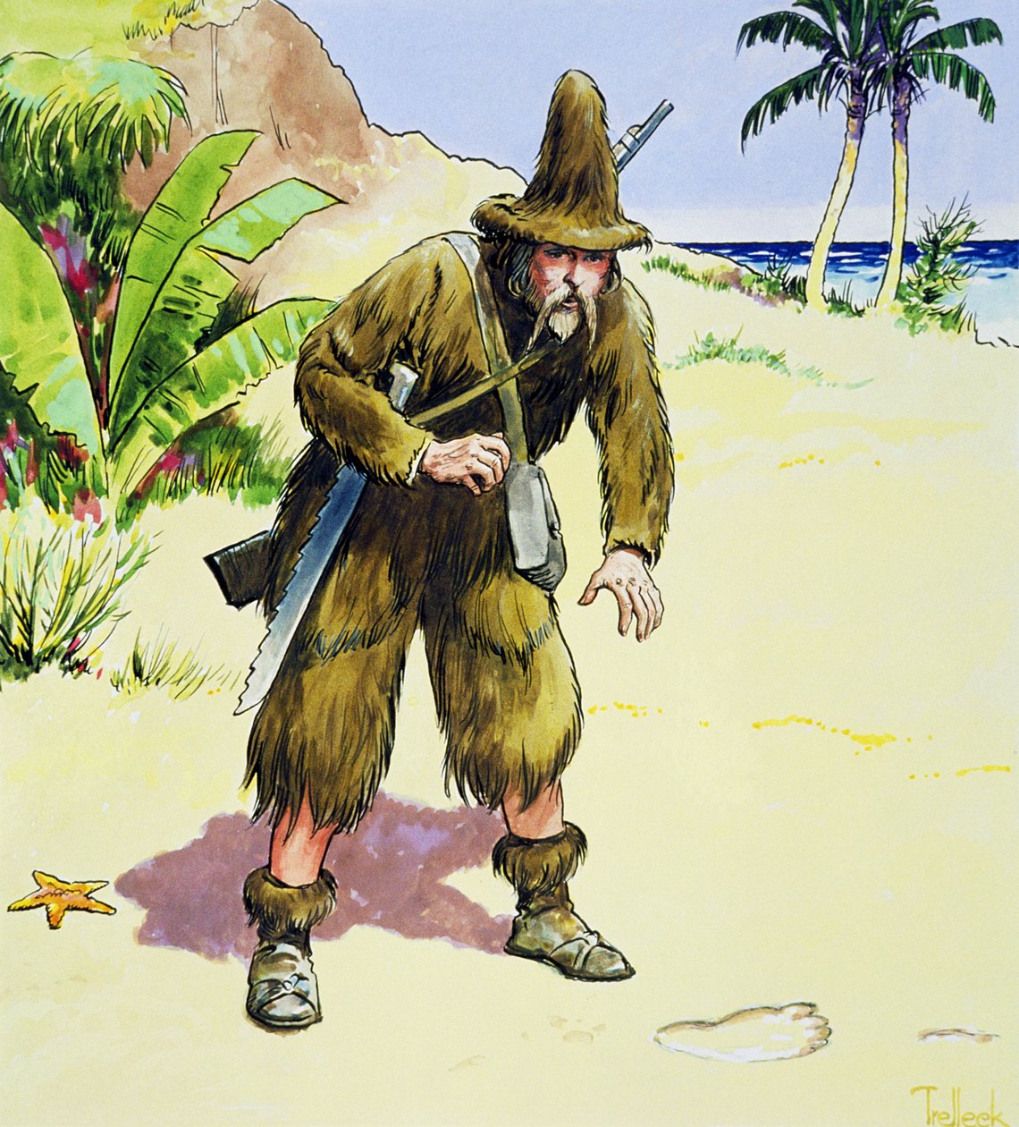 Robinson Crusoe, från "Peeps into the Past", publicerad c.1900 av Trelleek