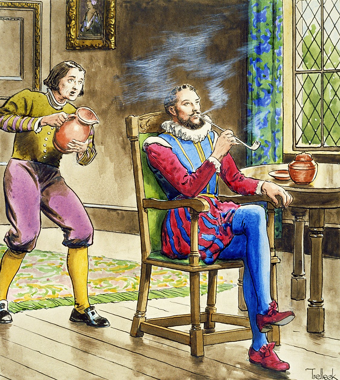 Sir Walter Raleigh (1554-1618) från "Peeps into the Past", publicerad ca 1900 av Trelleek