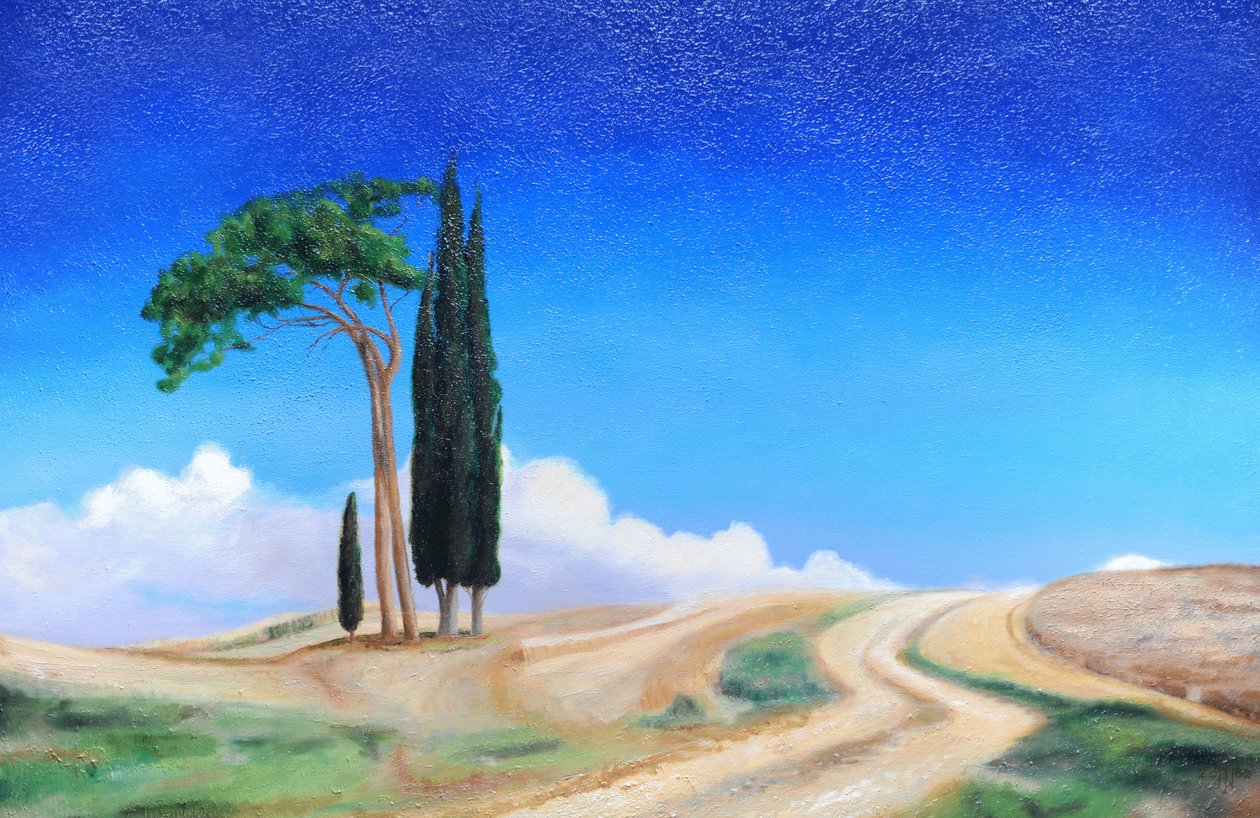 4 träd, Picenza, Toscana, 2002 av Trevor Neal
