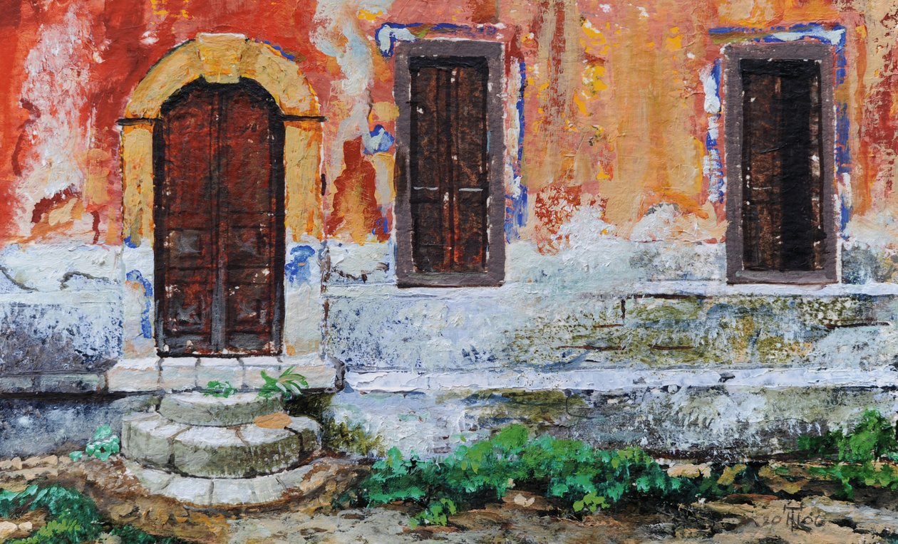Doorway, Korfu, 2006 (olja på papper) av Trevor Neal