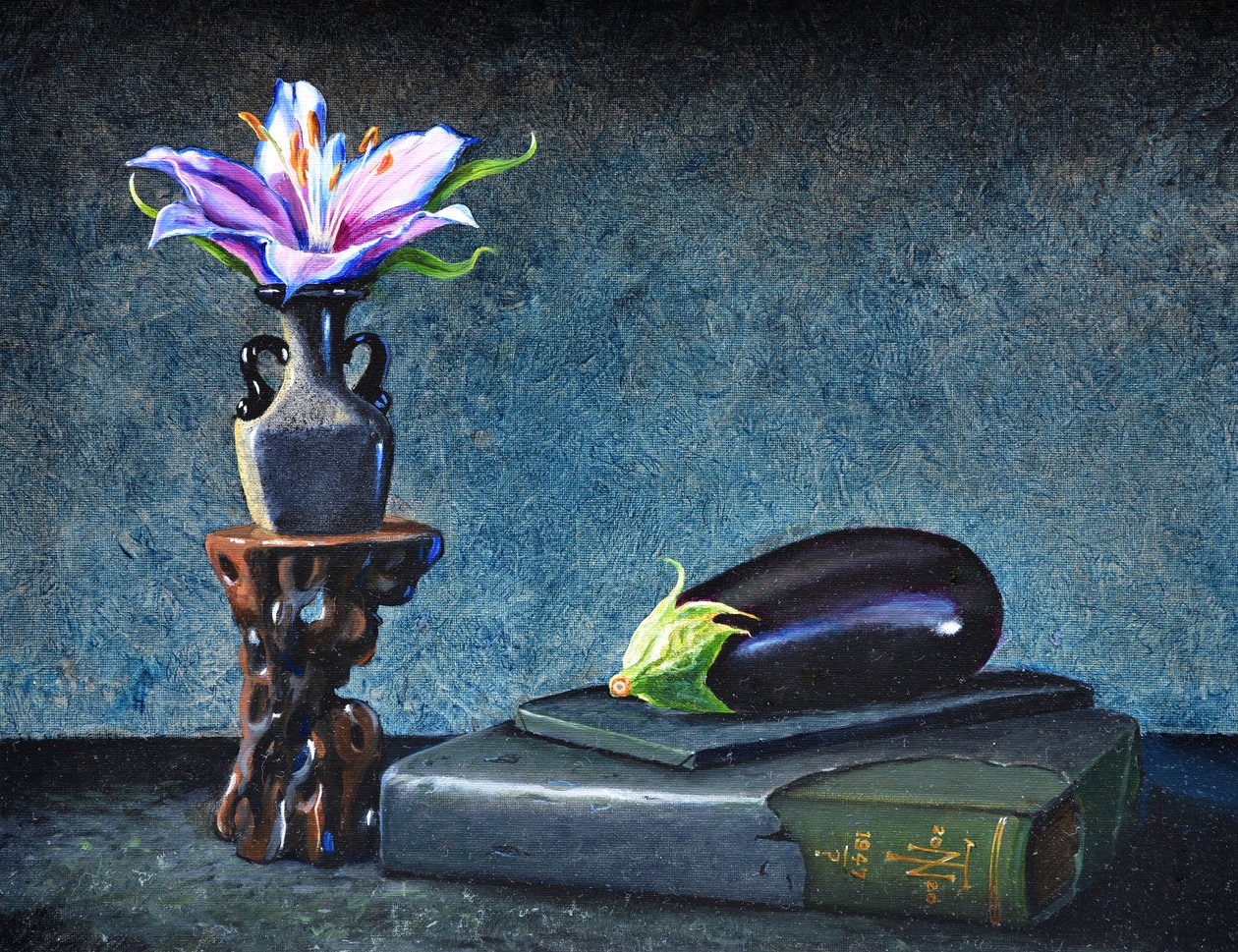 Aubergine, 2020 (olja på duk) av Trevor Neal