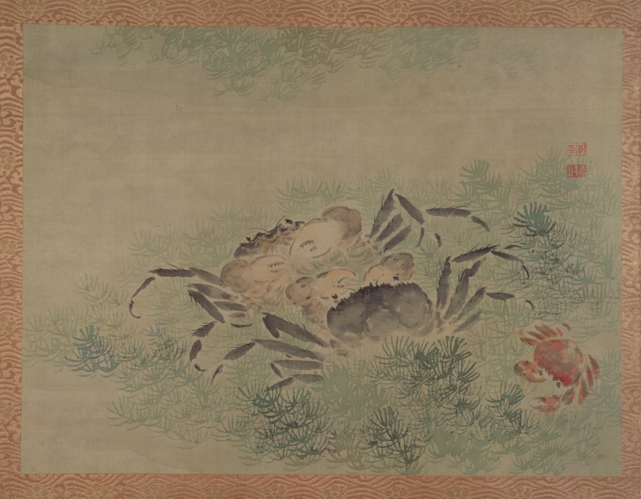 Crabs, 1851 (akvarell på siden) av Tsubaki Chinzan