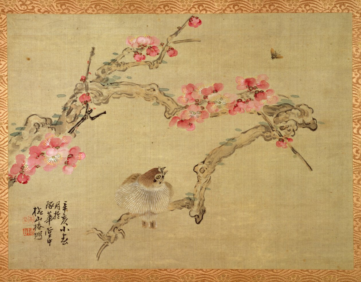 Trädblomning och fågel, 1851 (akvarell på siden) av Tsubaki Chinzan