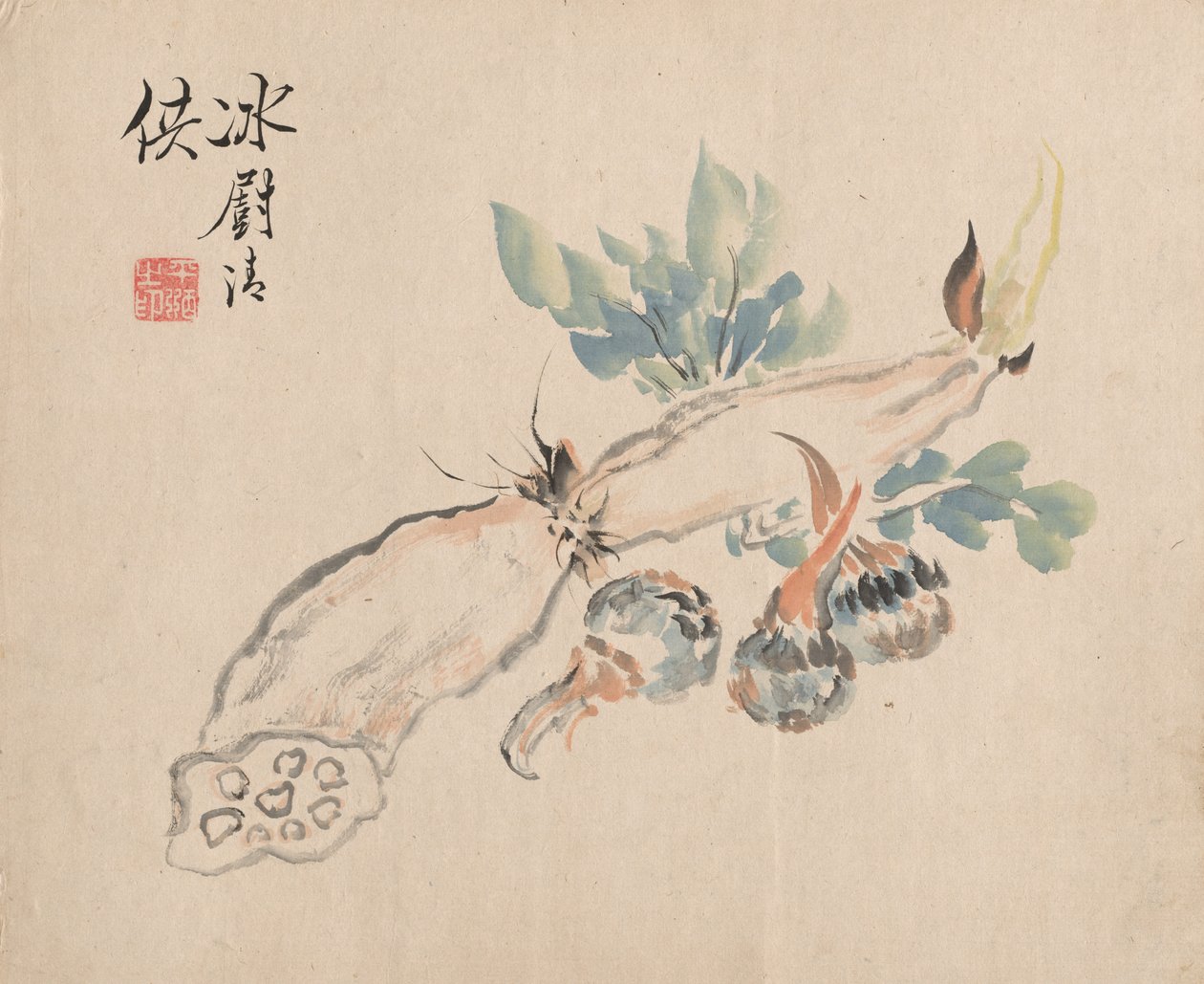 Lotusrot och huggormtunga av Tsubaki Chinzan