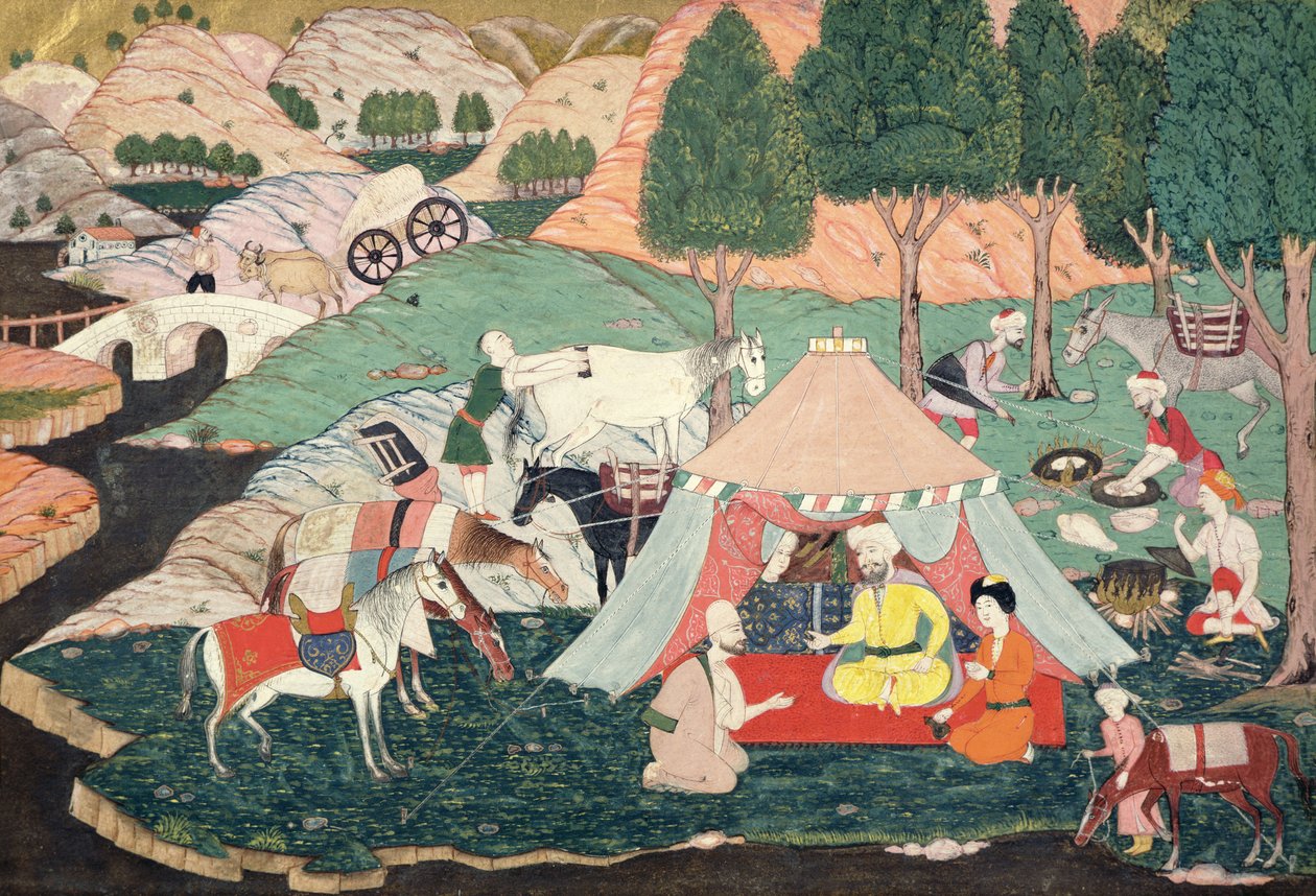 En prinss läger (målat siden) av Turkish School
