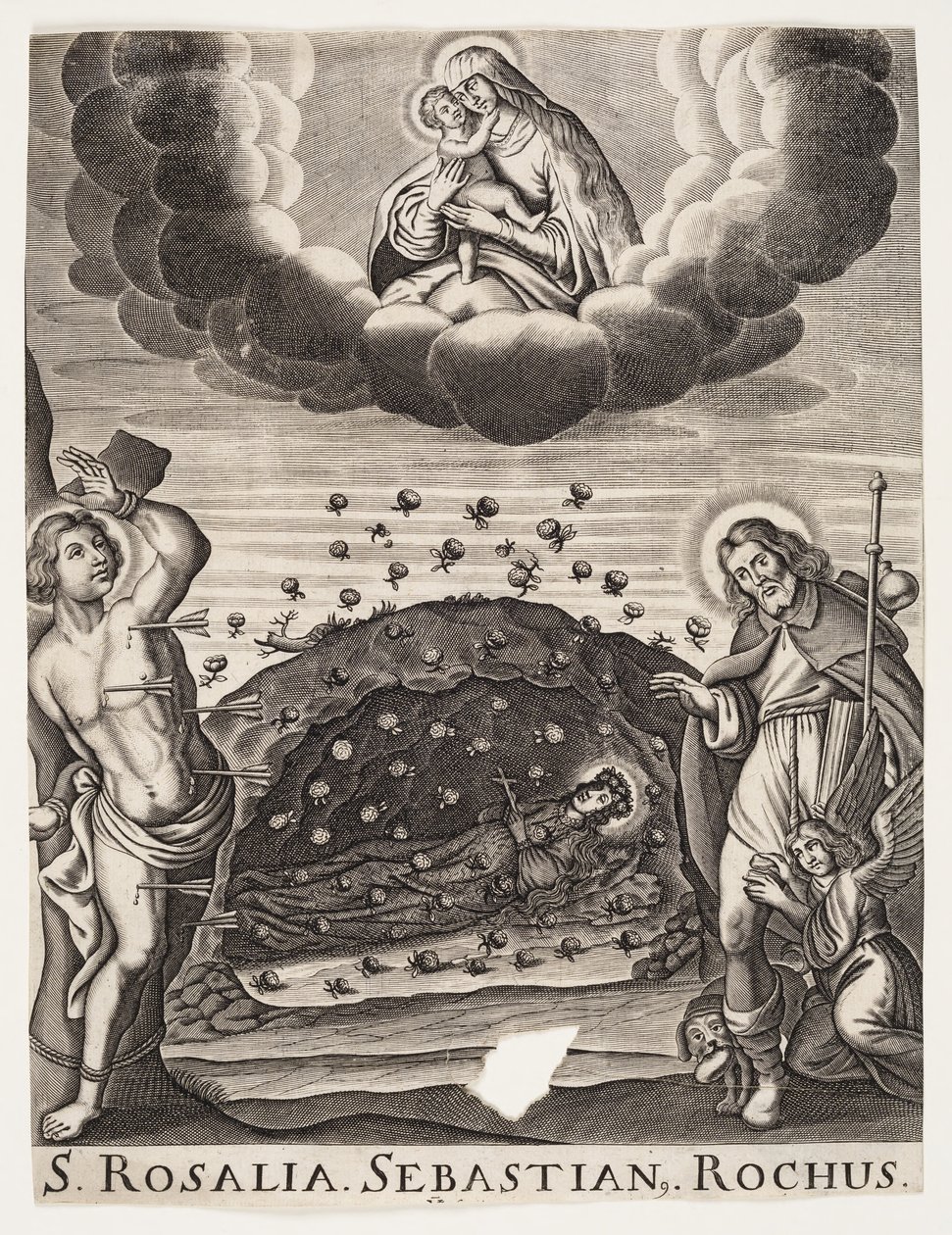 St Rosalia, St Sebastian och St Rocco av Ubekendt