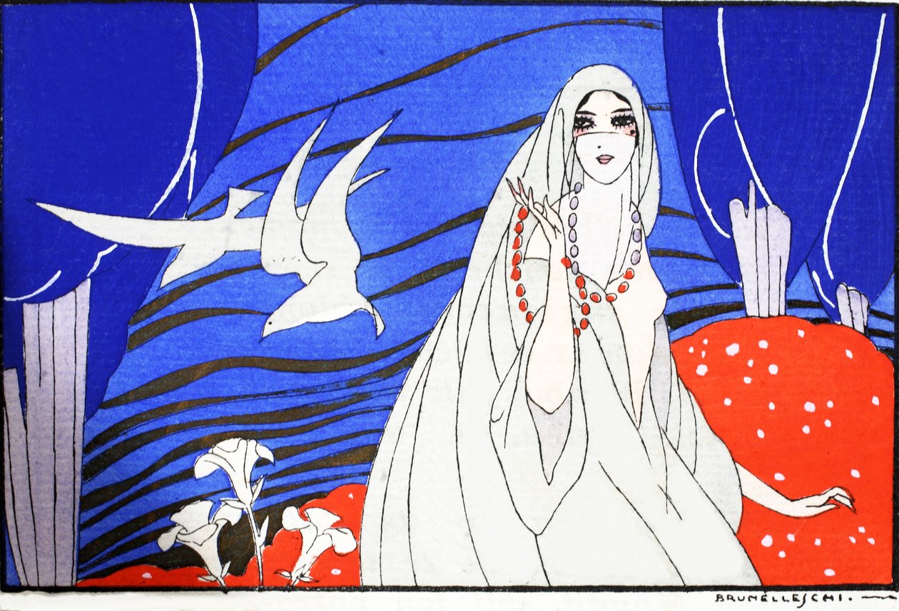 Arabian Nights (pochoirtryck) av Umberto Brunelleschi