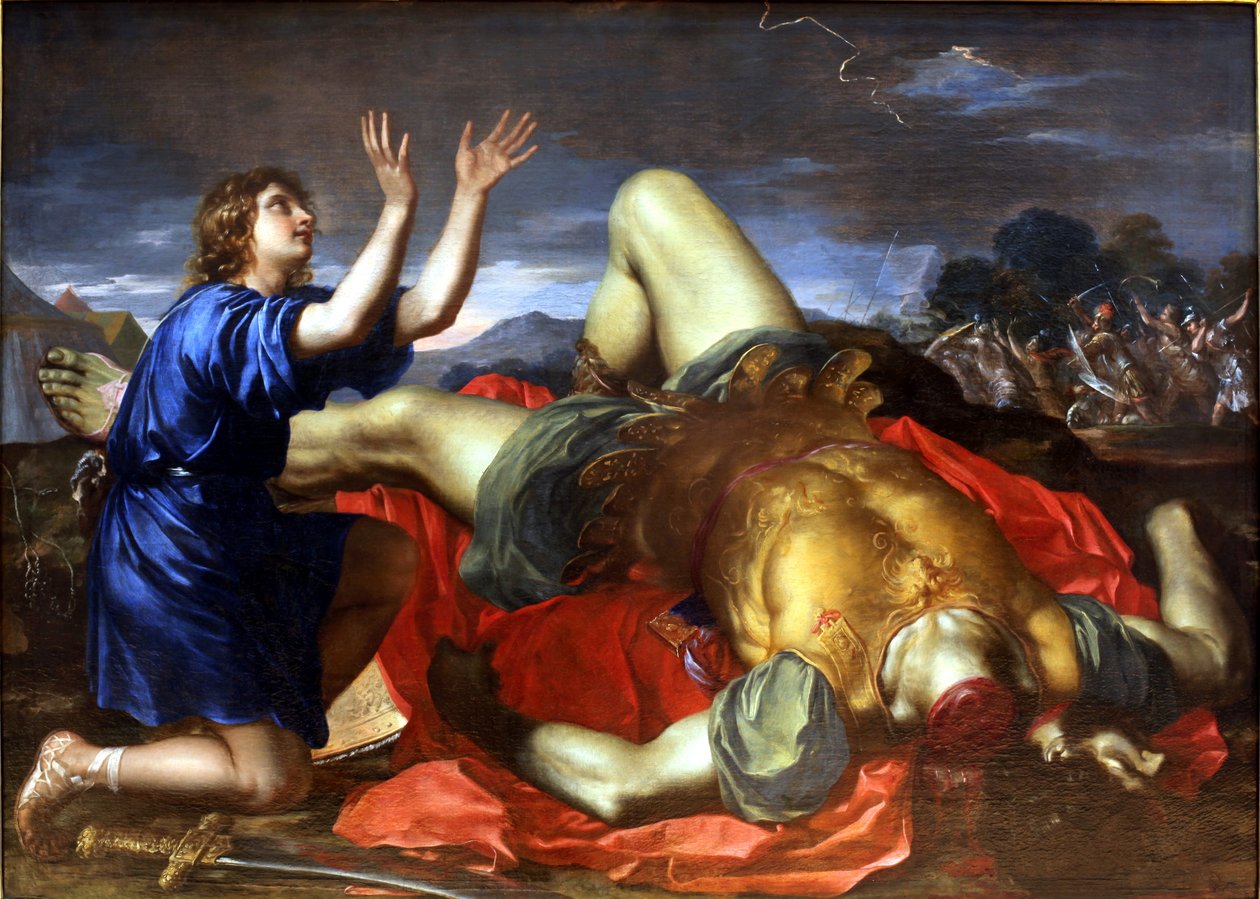David thanking God after the death of Goliath av Unbekannt Unbekannt