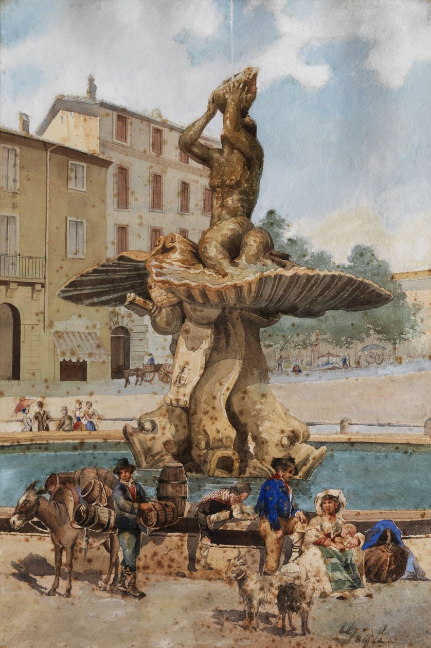 Triton -fontänen auf der Piazza Barberini av Unbekannt Unbekannt