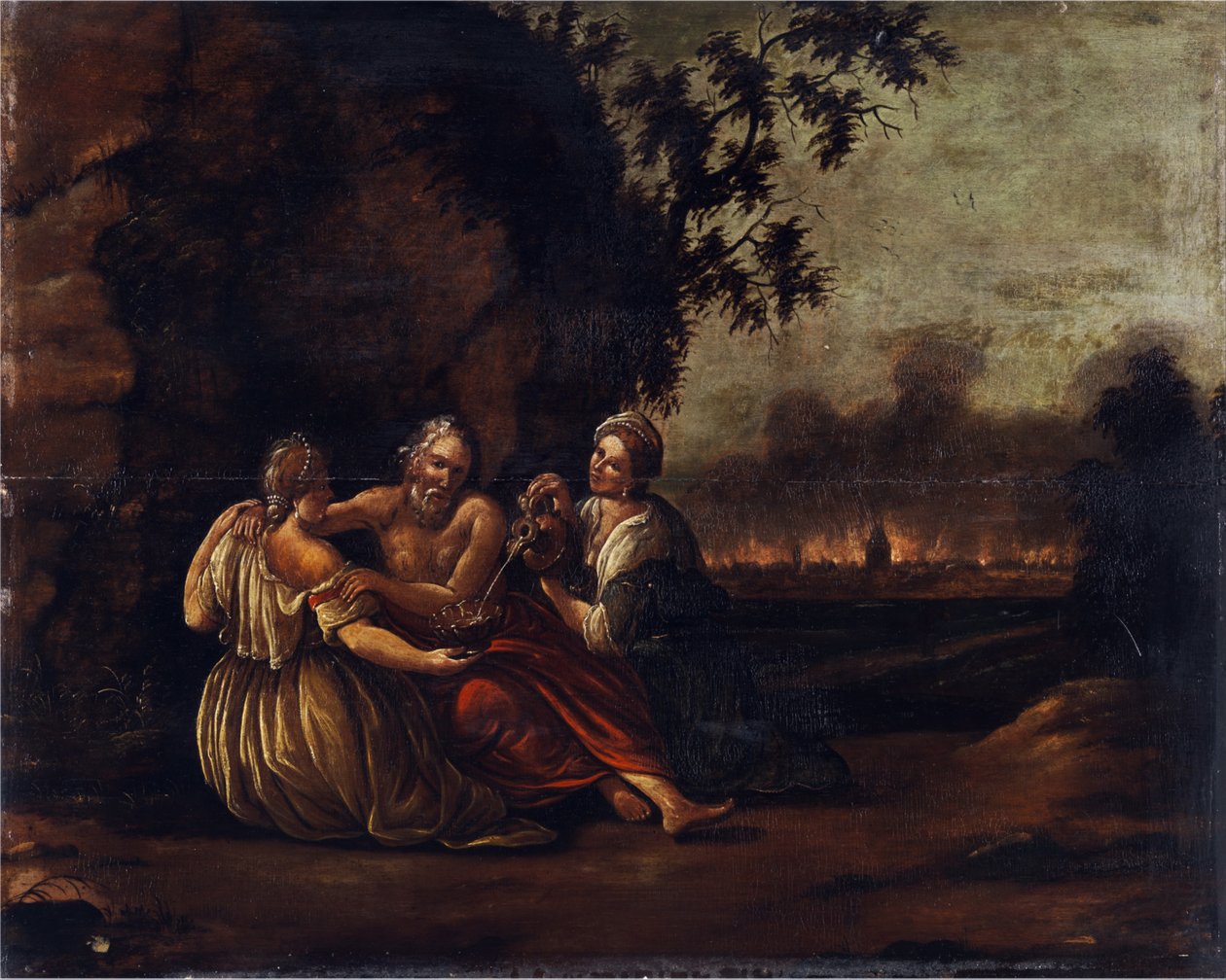 Lot und seine Töchter vor dem brennenden Sodom. av Unbekannt Unbekannt