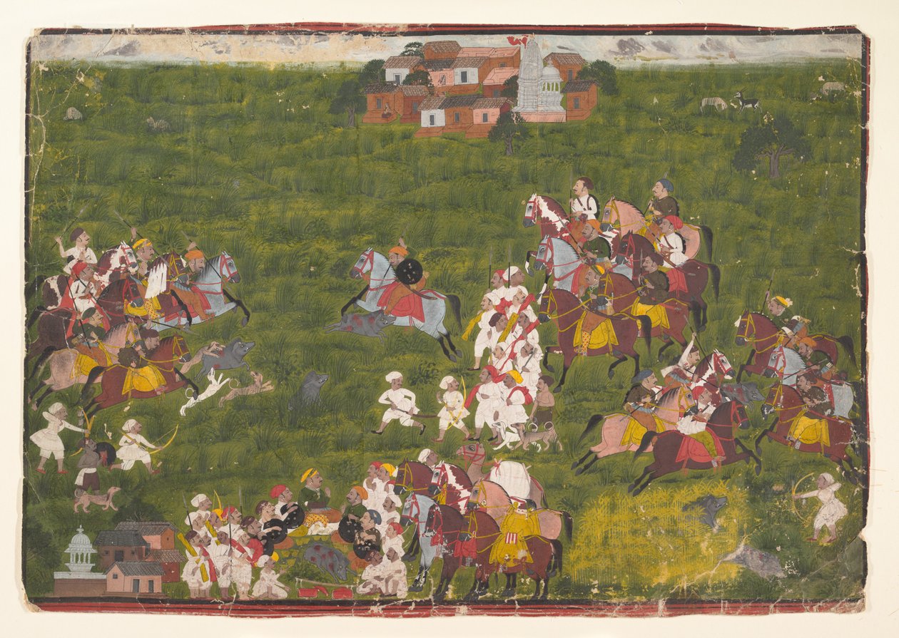 Maharana Sangram Singh Hunting Wild Bore av Unbekannt Unbekannt