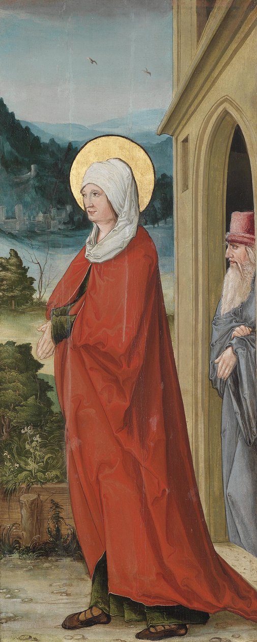 Två altar vingar med visualisering av Mary av Unbekannt Unbekannt