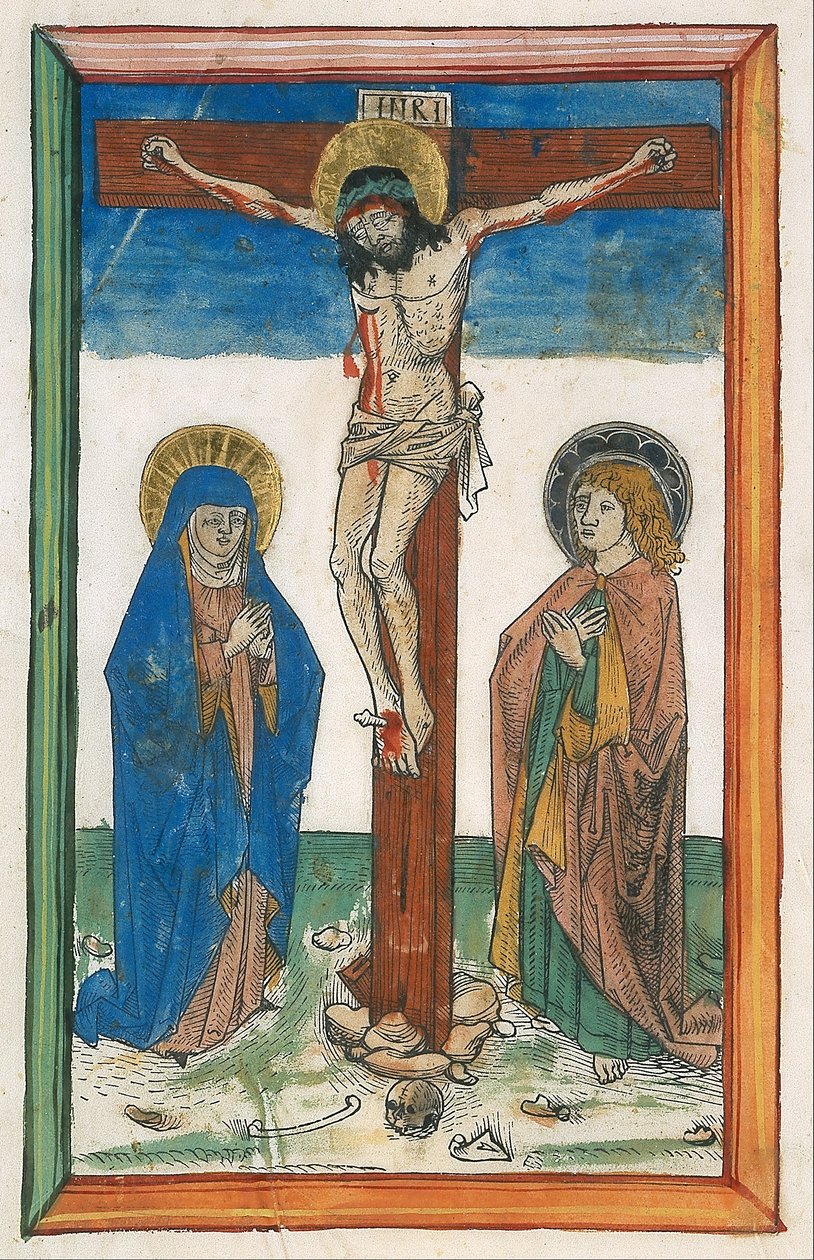 Kristus på korset mellan jungfrun och Johannes (Canon Korsfästelse) av Unbekannt Unbekannt