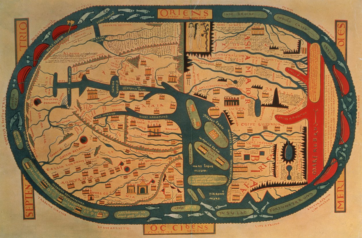 Kopia av en välsignad Mappamundi från 800-talet av Unbekannt Unbekannt