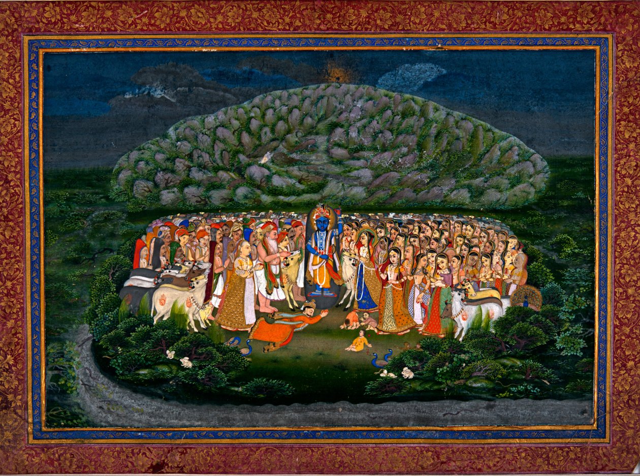 Krishna lyfter berget Govardhan av Unbekannt Unbekannt