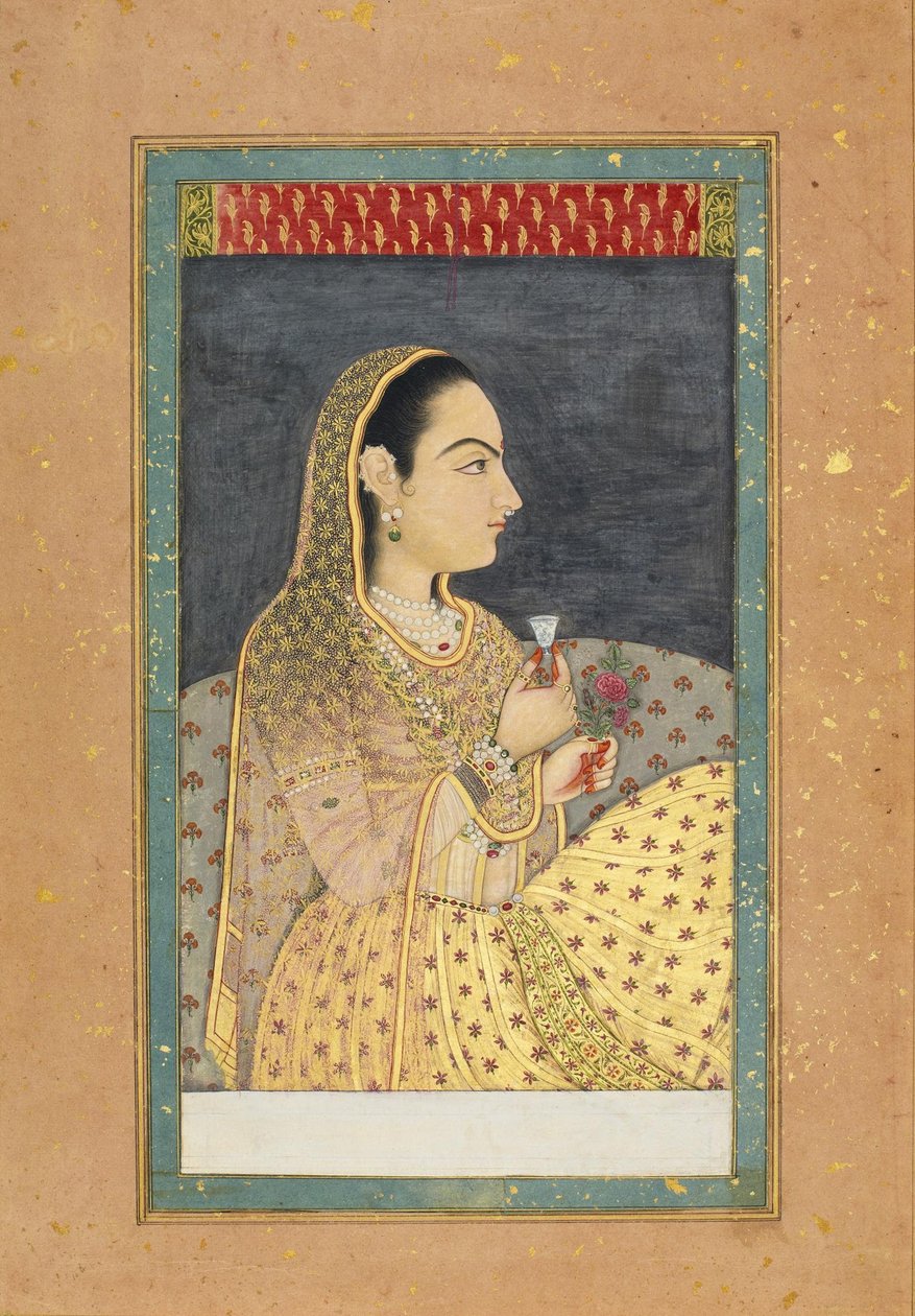Lady Holding a Cup and a Flower av Unbekannt Unbekannt