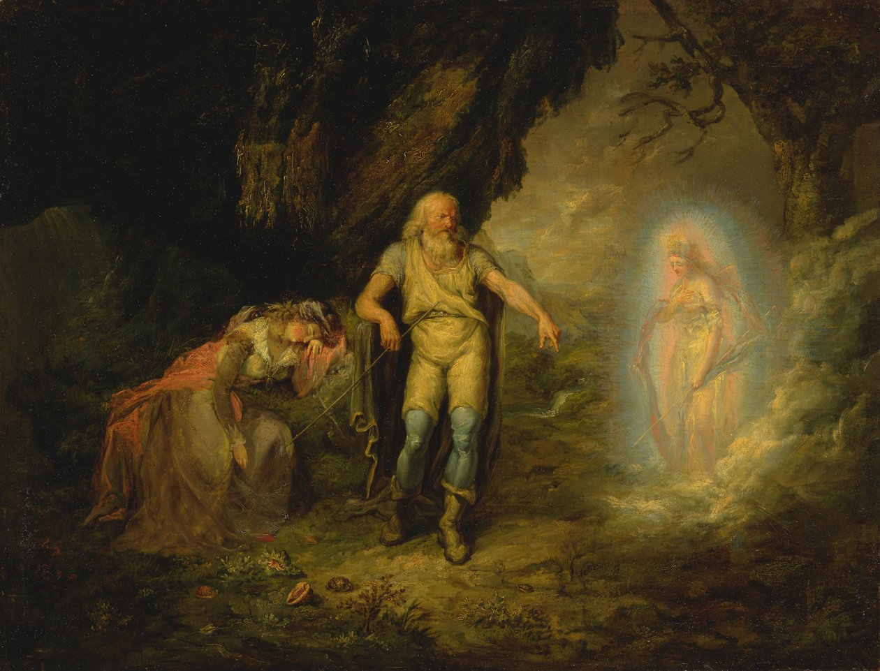 Prospero, Miranda och Ariel, från The Tempest av Unbekannt Unbekannt