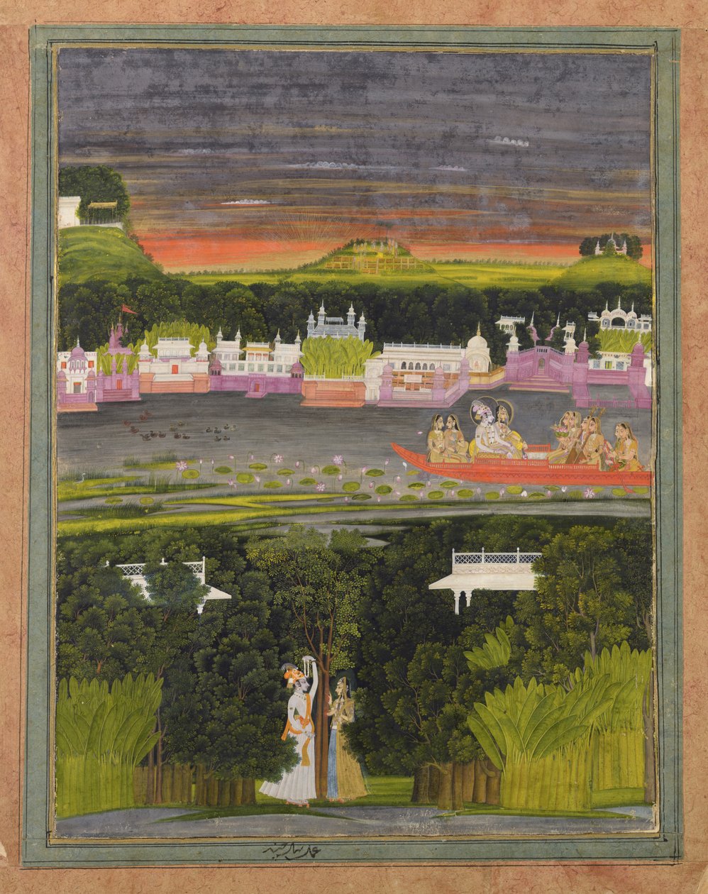Radha och Krishna i kärlekens båt av Unbekannt Unbekannt