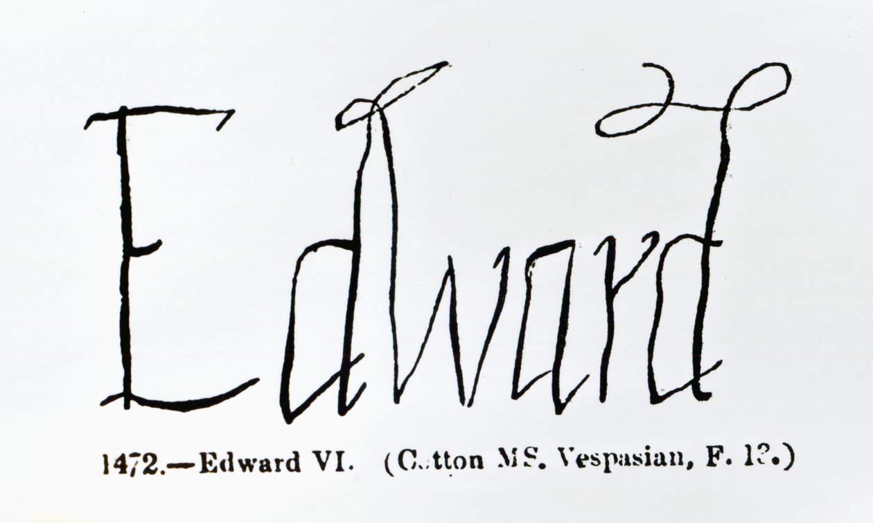 Reproduktion av signaturen av Edward VI (1537-1553) av Unbekannt Unbekannt
