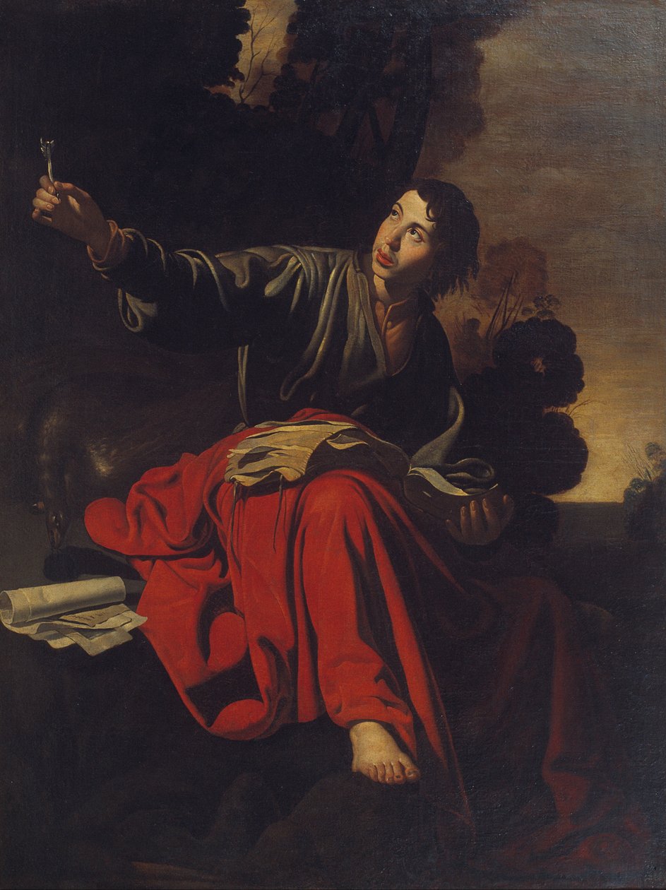 Evangelisten Johannes på Patmos av Unbekannt Unbekannt