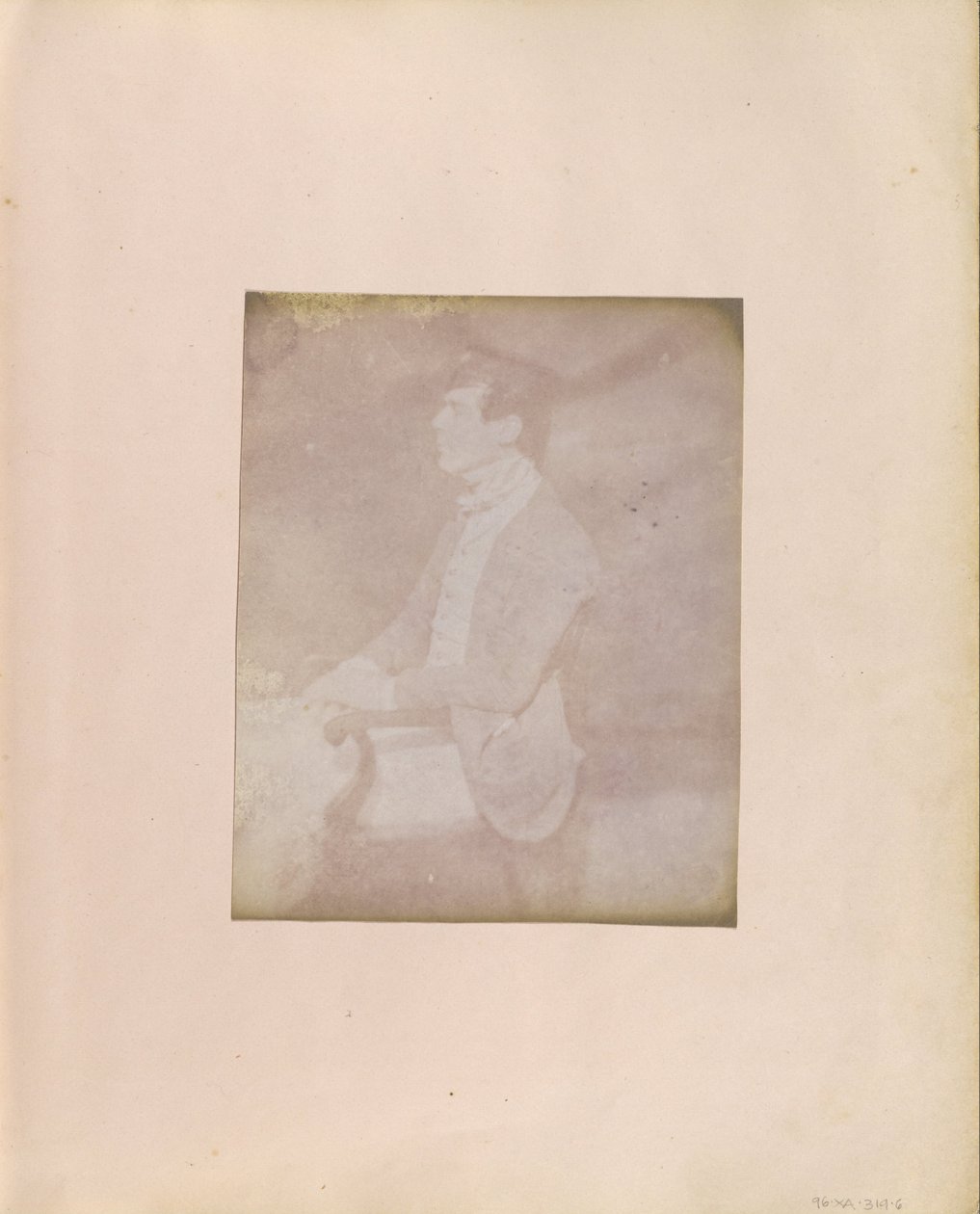Okänd tillverkare, brittisk, aktiv Indien ca 1843 - (Profilporträtt av en sittande man i fjäderlocket) av Unbekannt Unbekannt