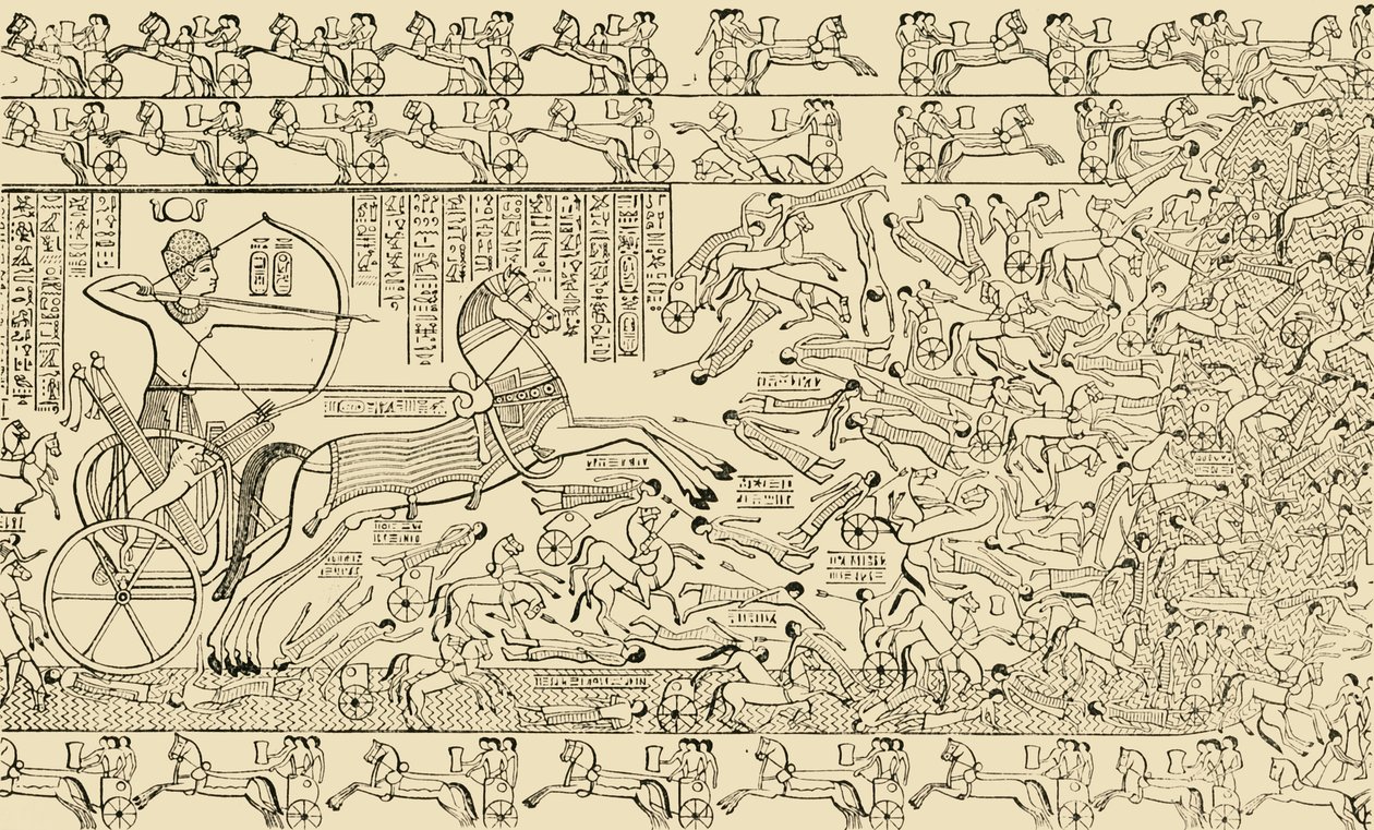 En stridsscen från Rameseum i Thebe, 1890. av Unbekannt