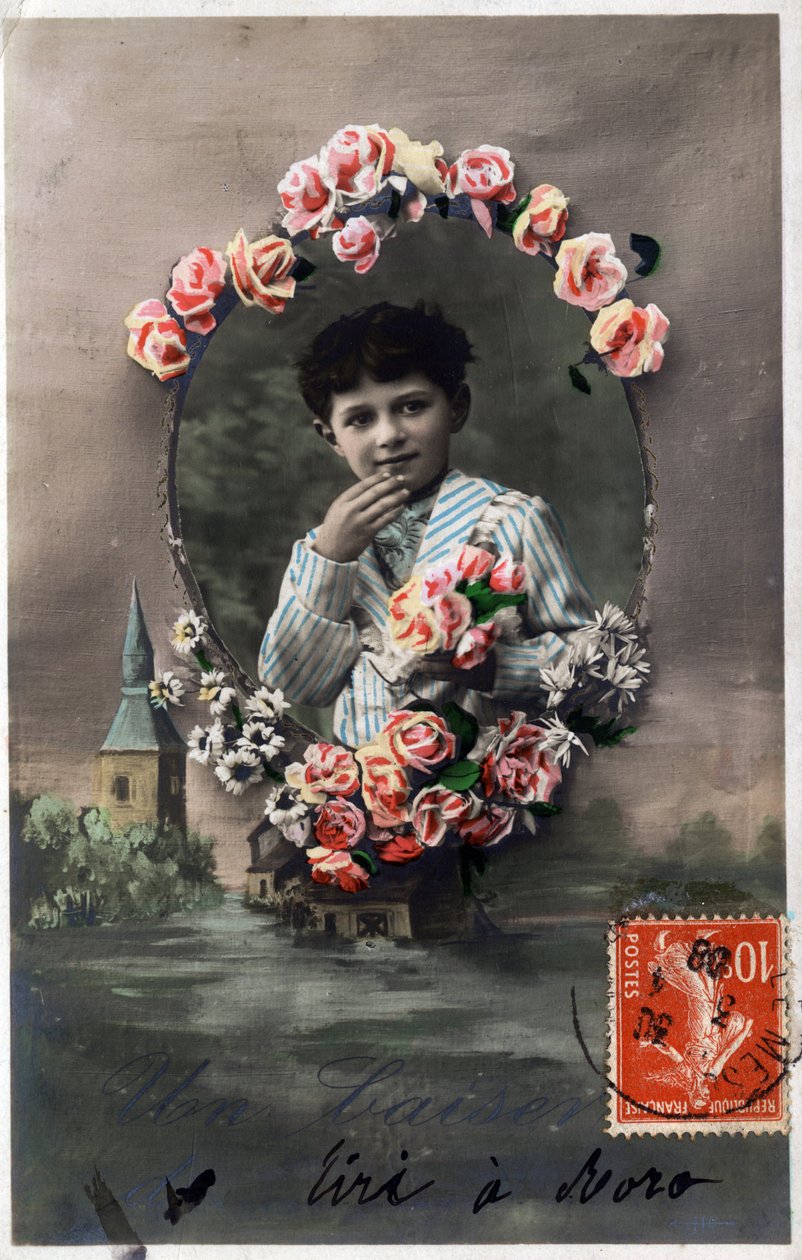A Kiss - Vykort daterat 1908 av Unbekannt