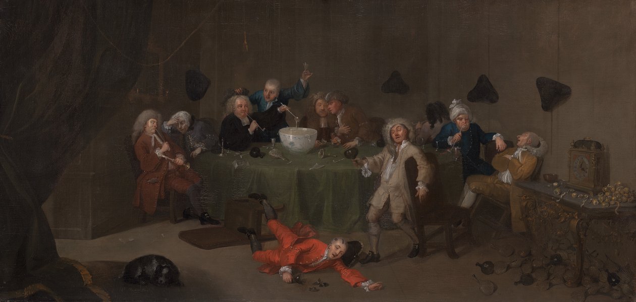 A Midnight Modern Conversation, ca. 1732. av Unbekannt