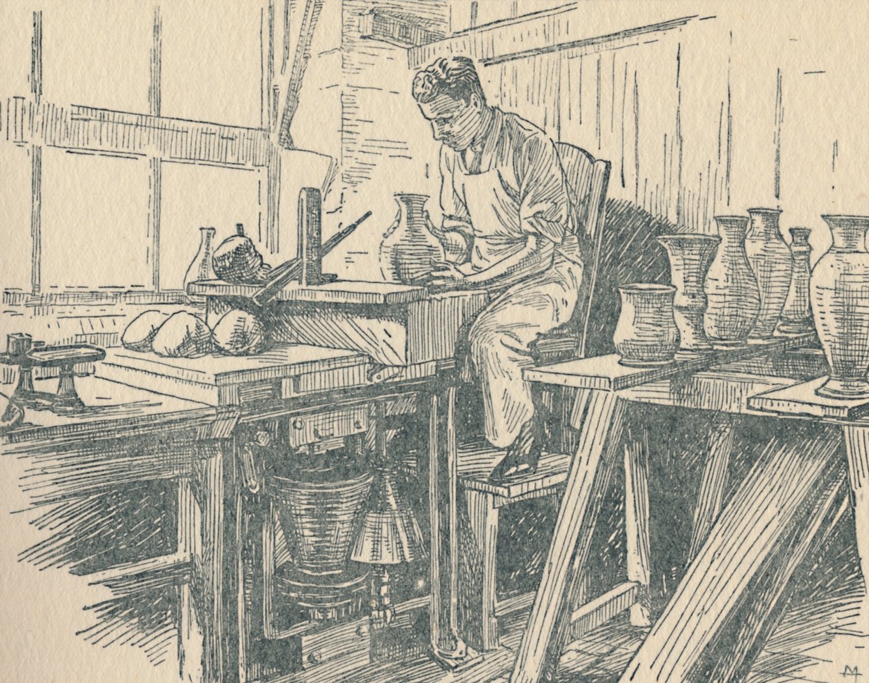 En krukmakare på jobbet, 1910 av Unbekannt