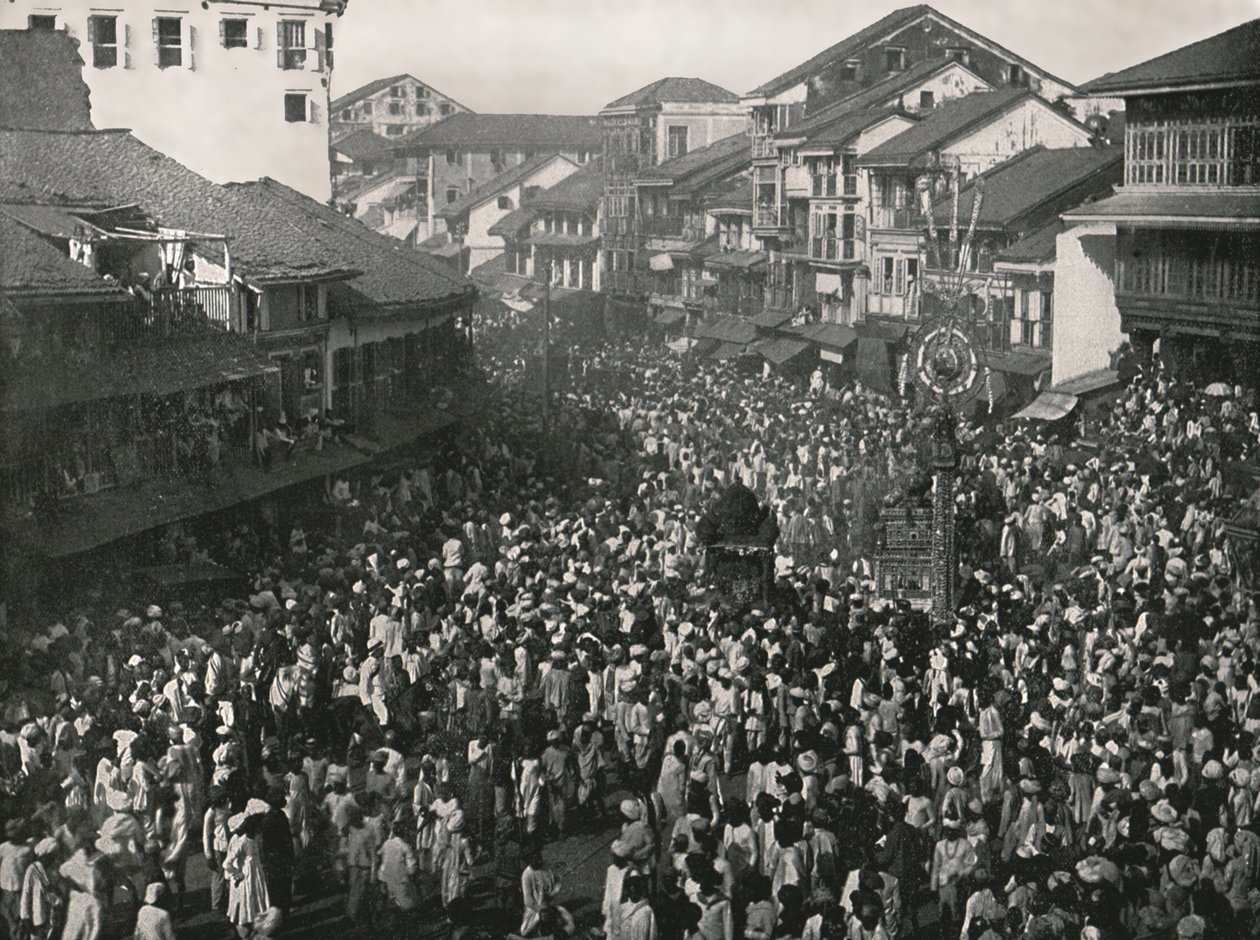 En stor infödd procession, Bombay, Indien, 1895. av Unbekannt