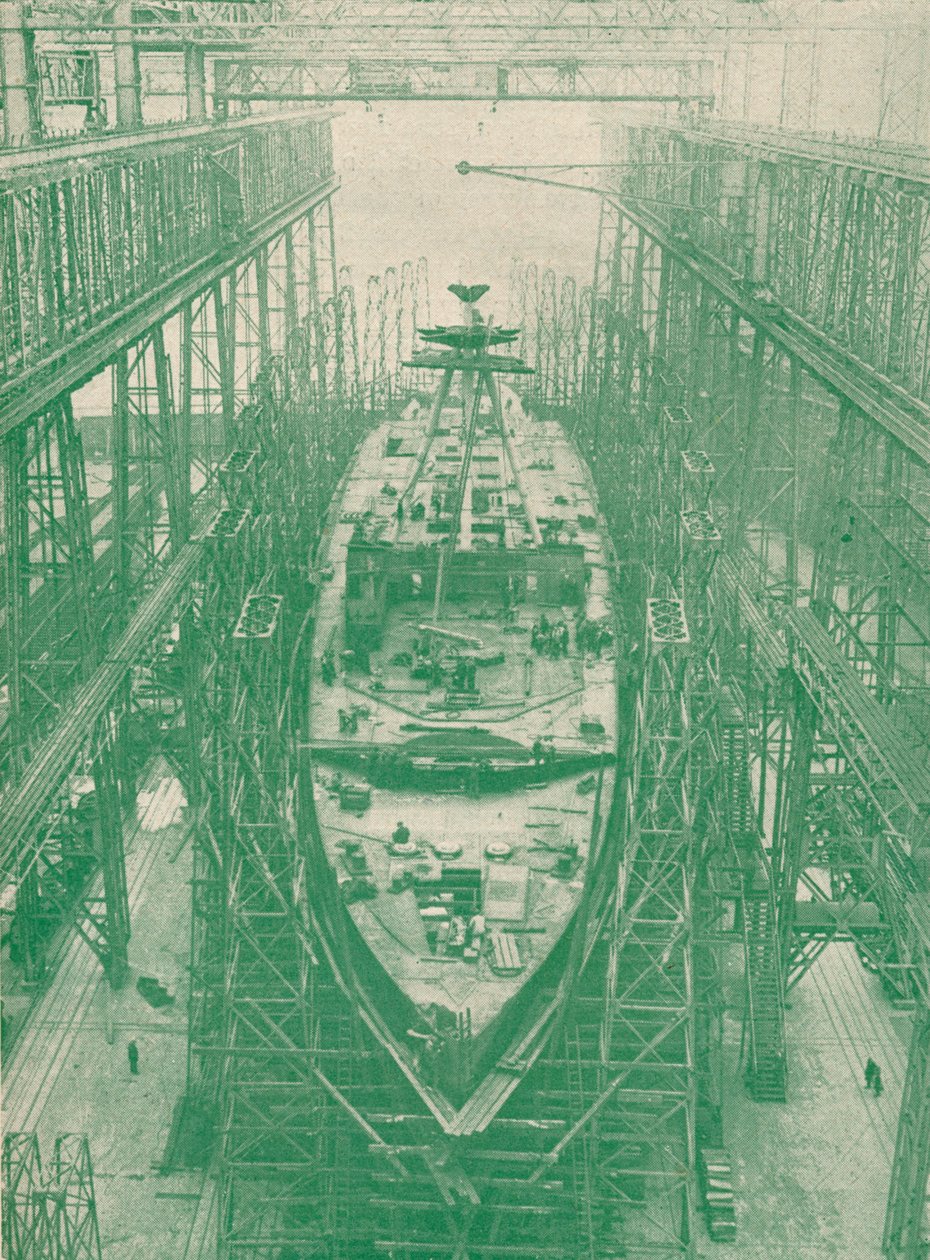 En lätt kryssare under konstruktion, c1917 1919 av Unbekannt