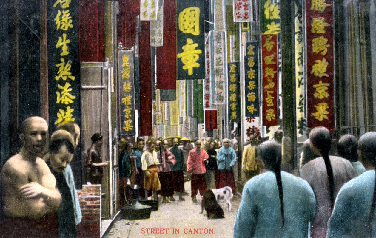 En gata i Canton, Kina, c1900-talet av Unbekannt