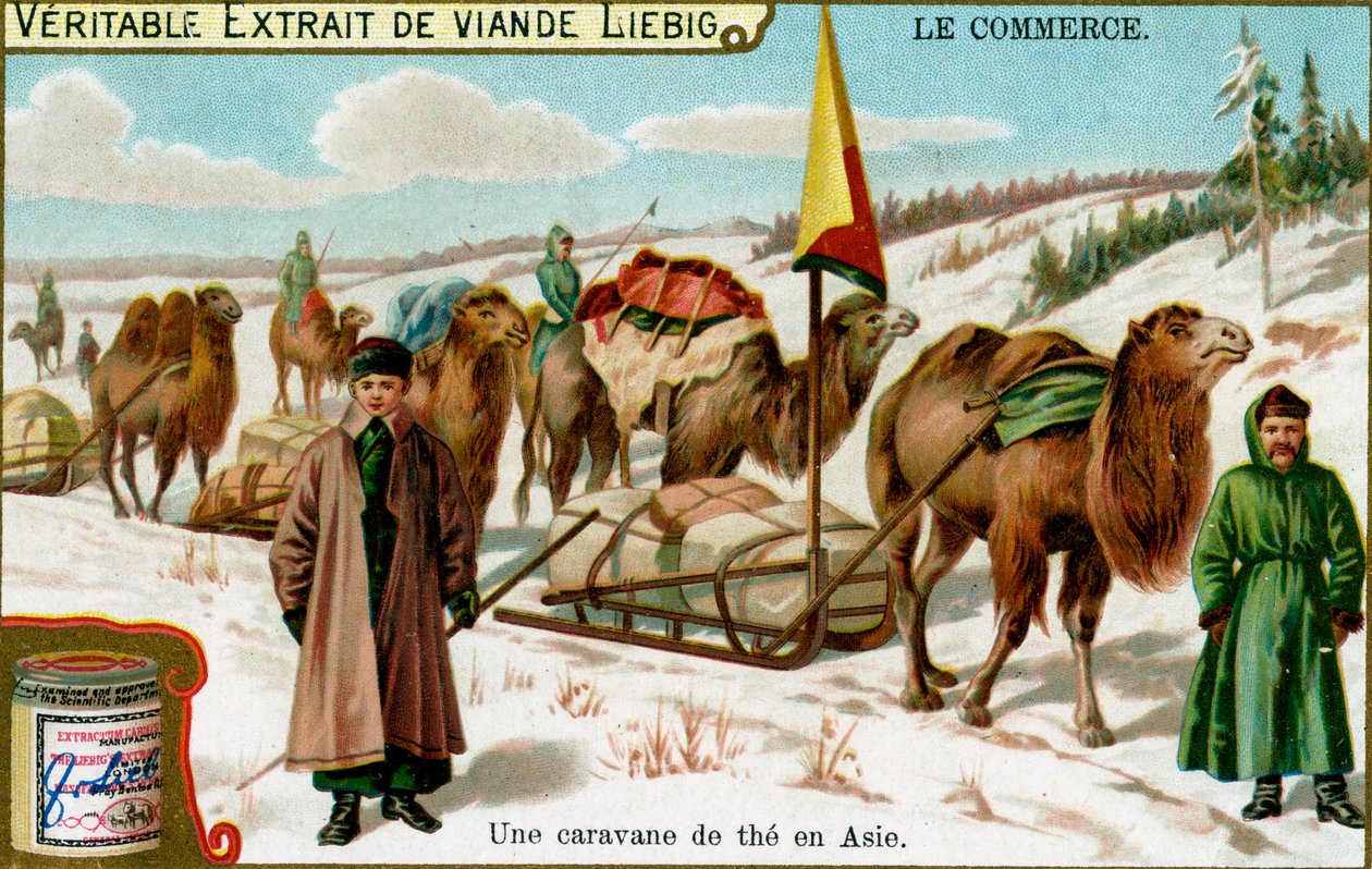 En tekaravan i Asien, c1900 av Unbekannt
