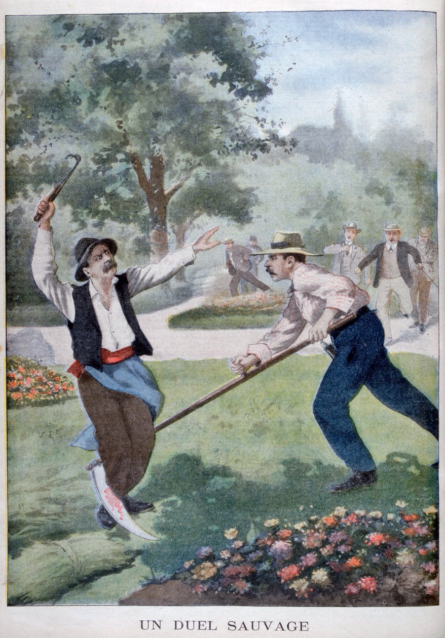 En vild kamp som involverade skörderedskap, 1902 av Unbekannt