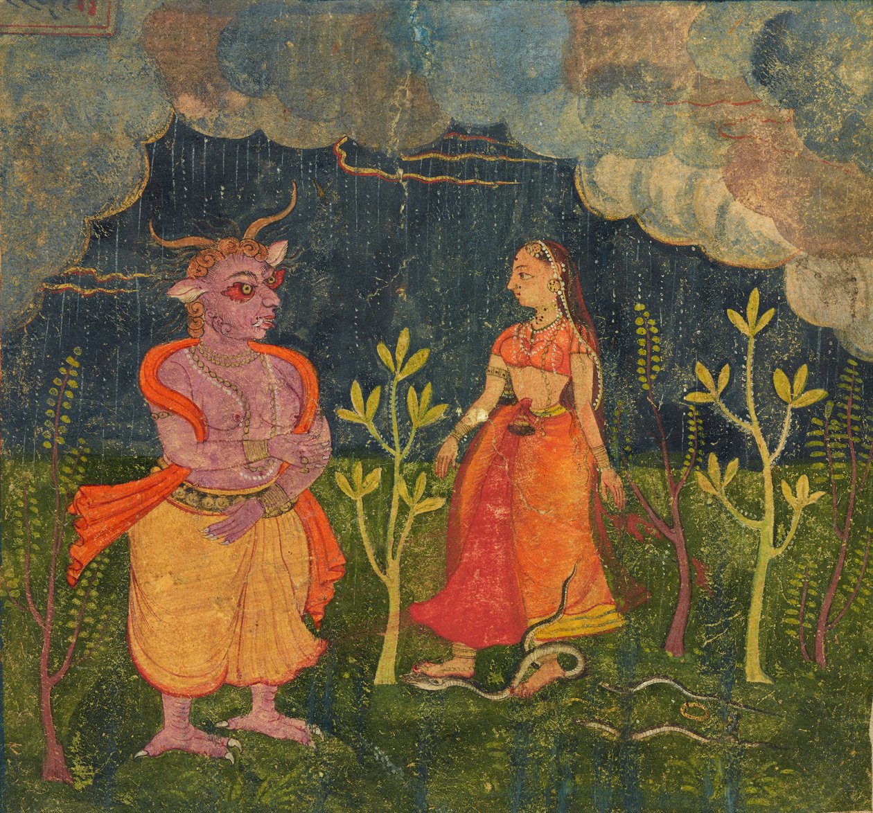 Abhisarika Nayika, Folio från en Rasikpriya, ca. 1615-1625. av Unbekannt