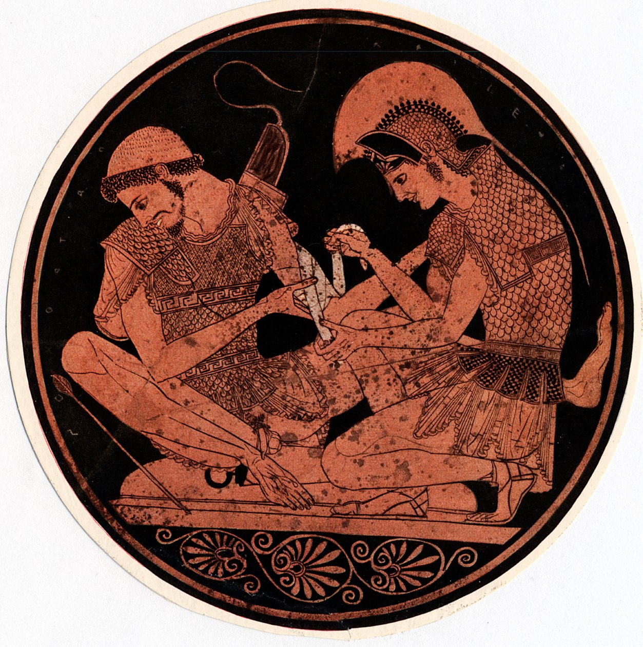 Achilles förbinder Patroklos sår, c1900 av Unbekannt