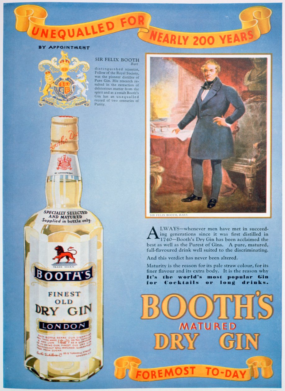 Annons för Booths gin, 1935 av Unbekannt