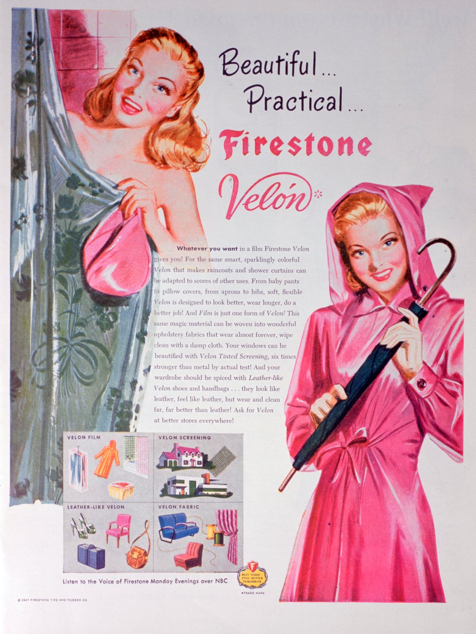 Annons för Firestone Velon, 1947 av Unbekannt