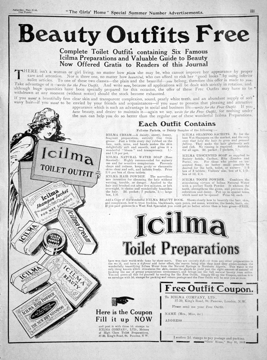 Annons för Icilma toalettpreparat, 1913 av Unbekannt