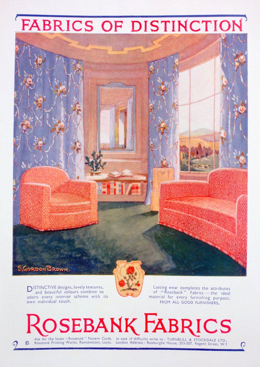 Annons för Rosebank Fabrics, 1935 av Unbekannt