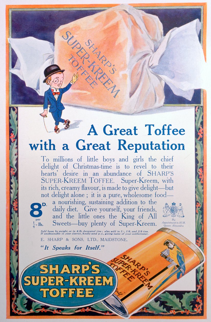 Annons för Sharps Super-Kreem Toffee, 1922 av Unbekannt