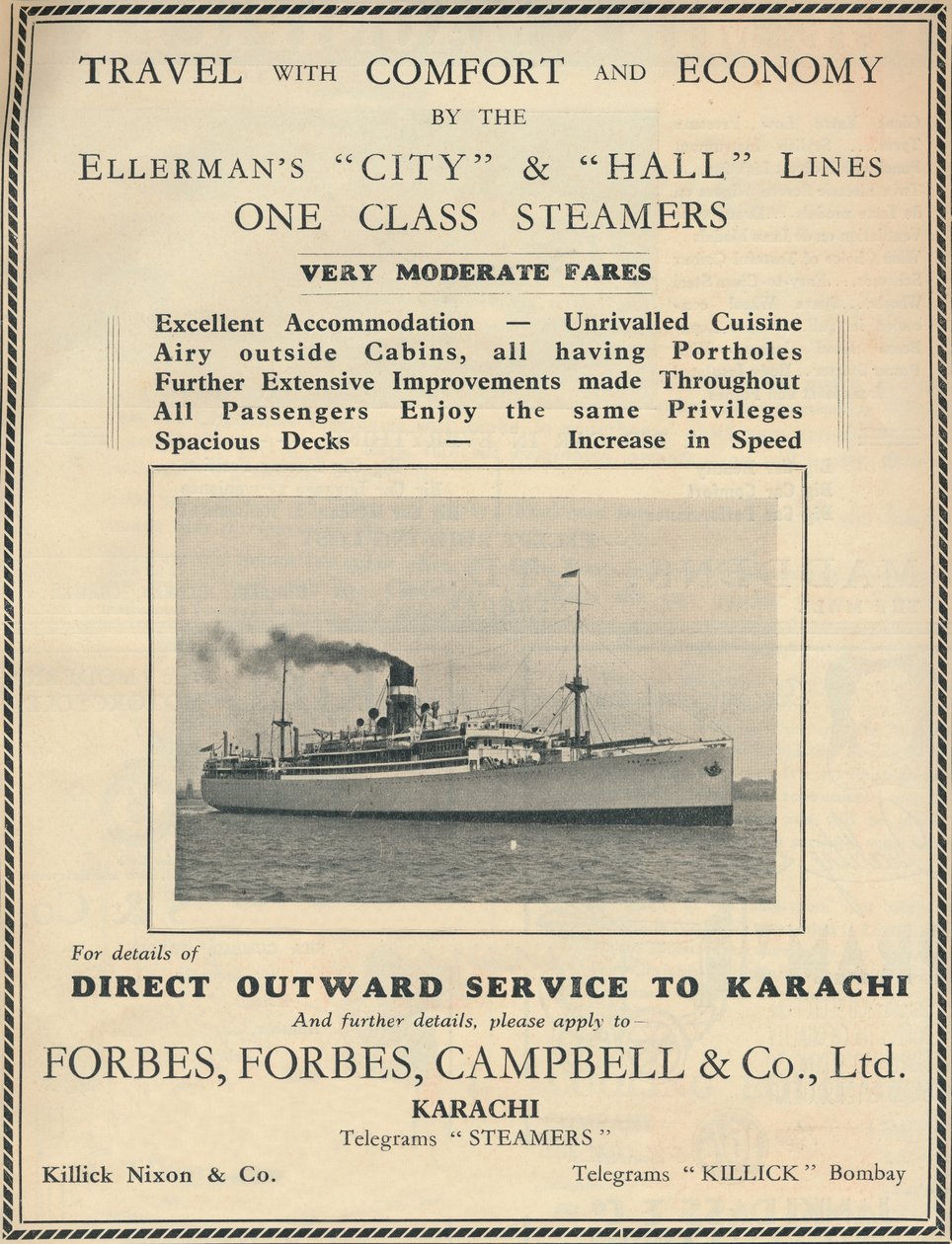 Annons för Ellermans ångfartyg, 1936. av Unbekannt