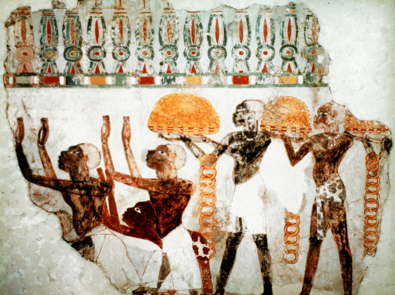 Afrikaner som bär guld, c1400 f.Kr av Unbekannt