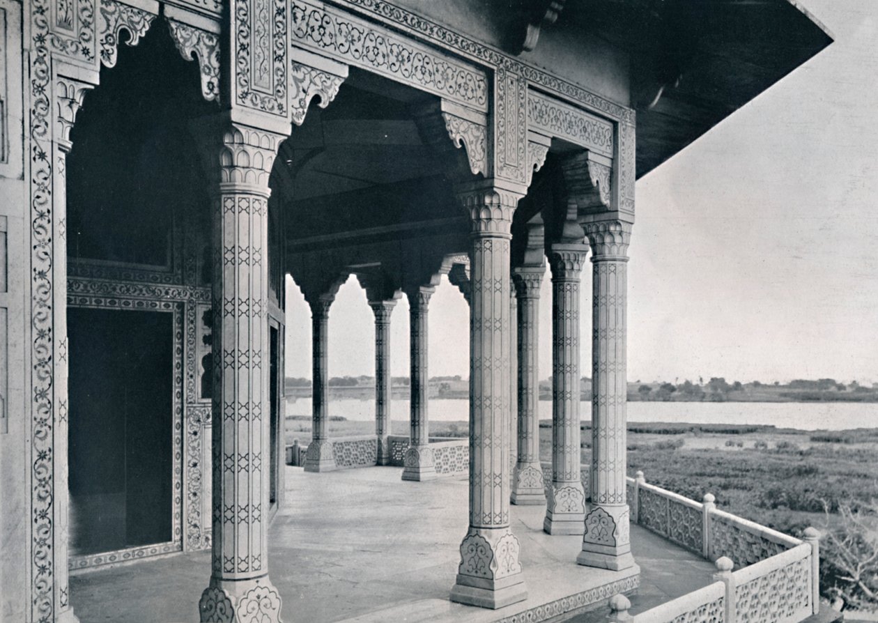 Agra. Balkong av Jasmine Tower, c1910. av Unbekannt