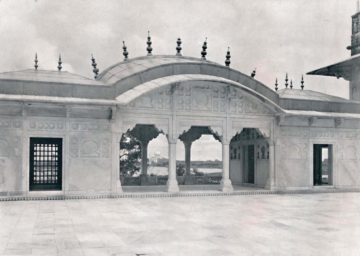 Agra. Khas Mahal som visar Taj, c1910. av Unbekannt