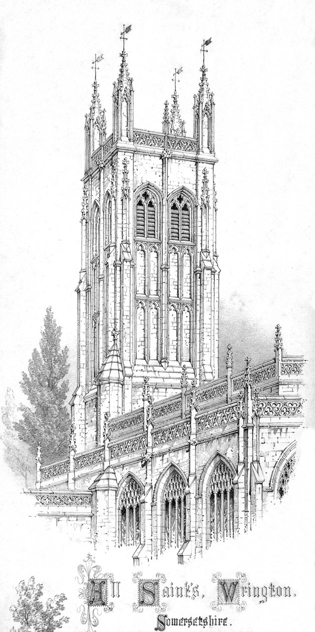 Alla helgons kyrka. Wrington. Somersetshire, ca 1850-talet av Unbekannt