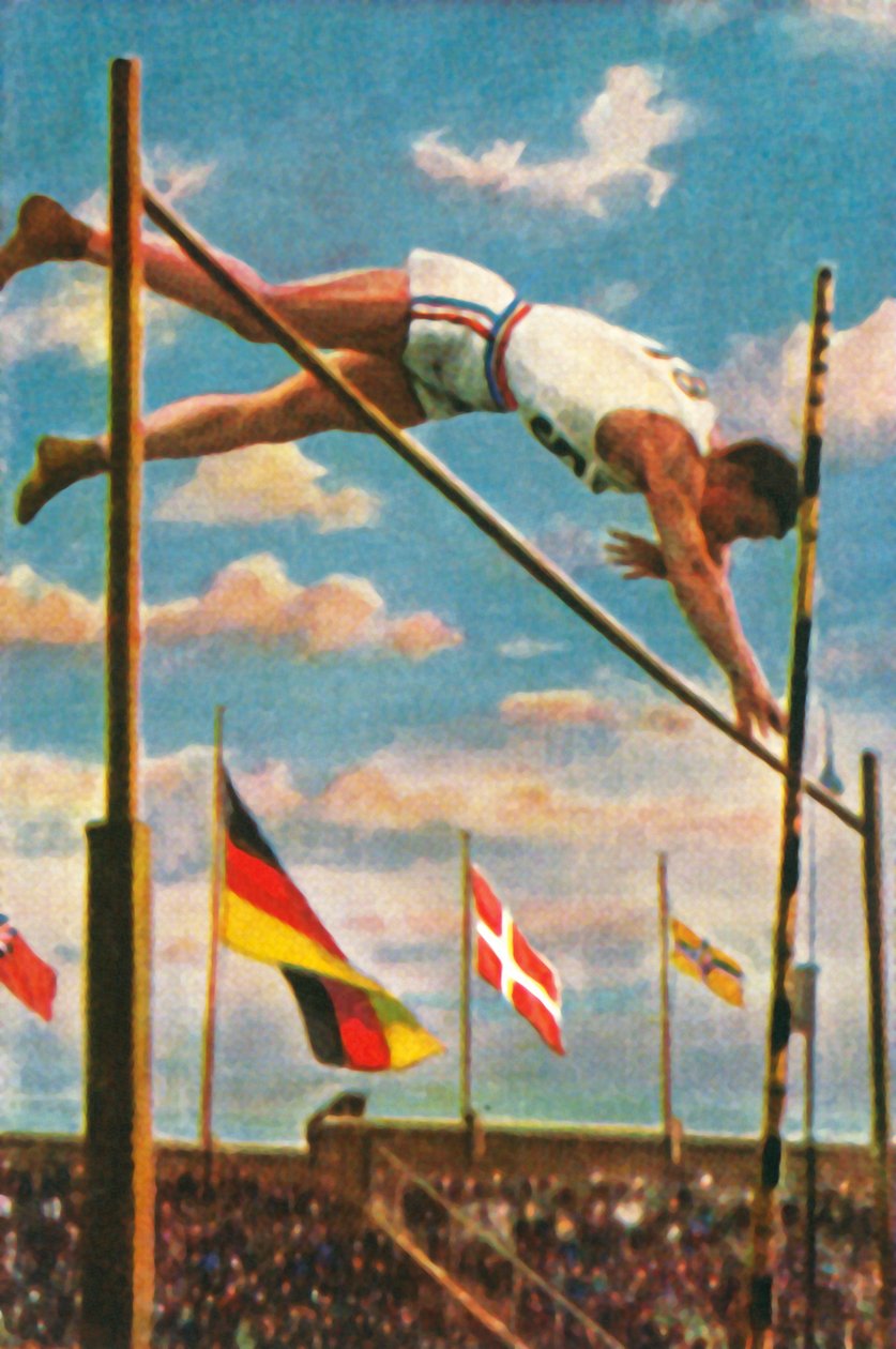 Den amerikanske stavhopparen Sabin Carr, 1928. av Unbekannt