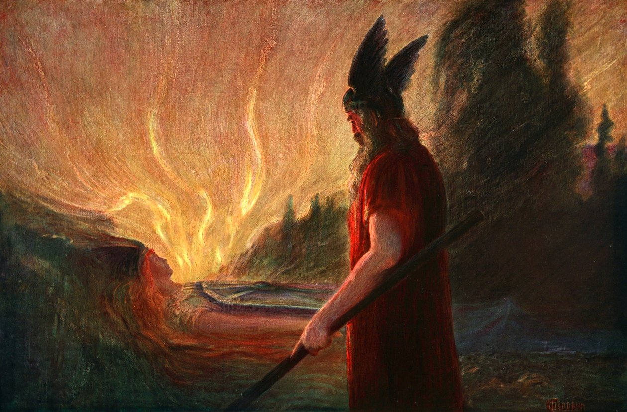 "När lågorna stiger, lämnar Wotan", 1906 av Unbekannt
